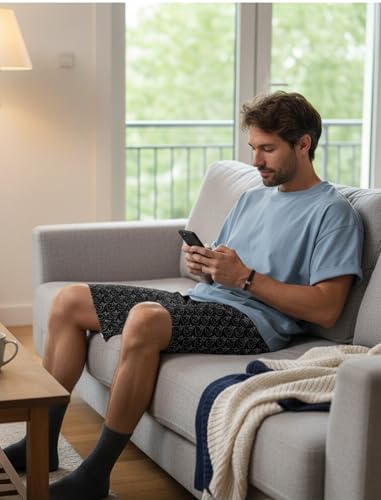 Image of Ekouaer Men's Pajama Shorts Soft Sleepwear Bottoms Elastic Waistband Loungewear Breathable Men Shorts with Pockets
