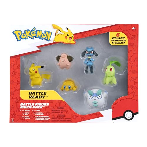 Pokémon Battle Figure 6 Pack - Features 2-Inch Pikachu, Joltik, Galarian Darumaka, Riolu, Chikorita and Cleffa Battle Figures