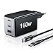 Produktbild HSSNS 160W USB C Ladegerät: 3-Port PPS Schnellladegerät, GaN USB C netzteil für MacBook Pro/Air, iPad, iPhone 16/15 /14 Serie