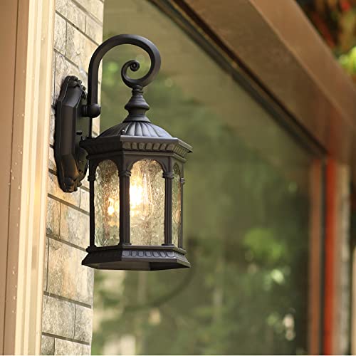 Lámpara de Pared, Luces Negras for Exteriores, luz de Aluminio for Porche con Vaso de Agua, farolillos de Pared Impermeables, Luces de Pared Exterior for Base de casa