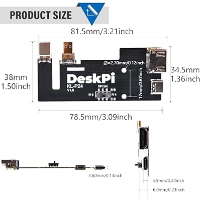GeeekPi Micro HDMI to HDMI Adapter Board for Raspberry Pi 5 / Pi 4B, Compatible with DeskPi RackMate Accessories 10 inch 1U SBC Rack Shelf