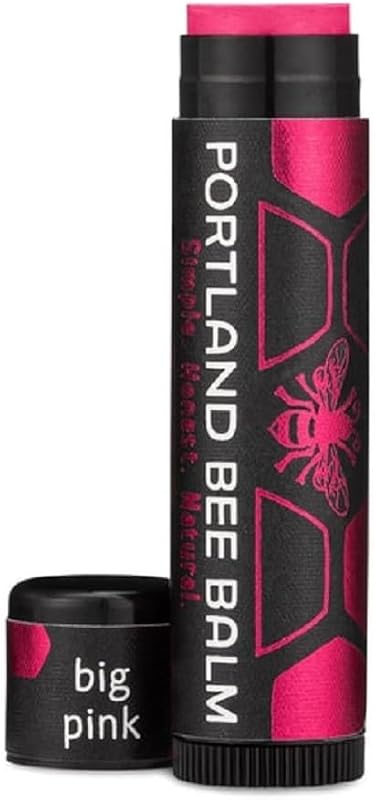 Portland Bee Balm Bálsamo Labial com Cor Big Pink, Cera de Abelha, 1 unidade