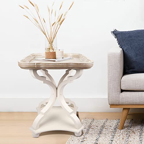 3 Piece Coffee Table Set For Living Room Includes 1 Coffee Table 2 End Table, Modern Farmhouse Coffee Table Set Rustic Wood Living Room Furniture For Cottagecore Decor, Natural And White #TOP7