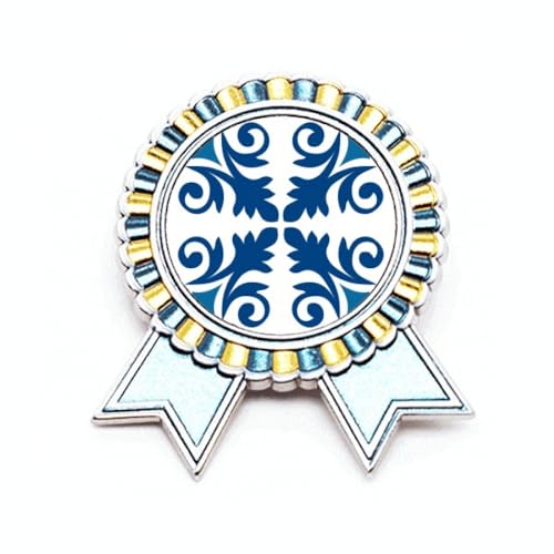 Broche marocaine fleur bleue en métal taille M pour accessoiriser une veste