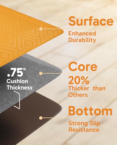 Image of Ophanie Kitchen mats for Floor, 3 /4 inch Thick, Kitchen Rugs, 20x48 Anti Fatigue Standing Cushioned Mat,Waterproof,Comfort Ergonomic mat for Office, Home,Sink with 99+ Pairs of Anti-Slip Bottom Ridges