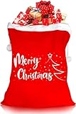 Weiches Material: Die Geschenktüte für den Weihnachtsmann ist aus hochwertigem Flanell gefertigt, der langlebig ist, sich angenehm anfühlt und viele Male verwendet werden kann. Verwenden Sie ihn Jahr für Jahr und sparen Sie Geschenkpapier und machen Sie das Einpacken von ungewöhnlich geformten Gegenständen einfach.