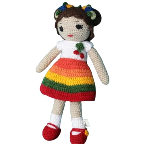 LoopHoop Handmade Rainbow Doll Crochet Toy | Colourful Plush for Kids 6+ Months | Soft, Washable & Safe Gift | Cute Stuffed Doll for Nursery Décor, Birthday & Baby Shower