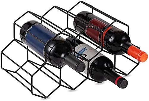 Soporte geométrico metálico cepillado para vino miniatura 2