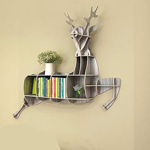 SETSCZY Baby Nursery Child's Bedroom Playroom Deer Shaped Floating Book Shelf Floating Shelves Children's Deer Shelves For Nursery,Gray,m Cover