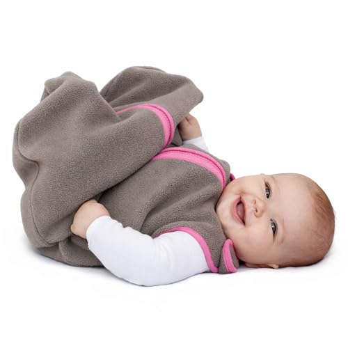 Image of Baby Deedee Sleep Nest Fleece - Baby Sleep Sack 1.2 TOG 0-6 Months, Comfort Sleeping Bag with Soft Polar Fleece & Patented Shoulder Snaps, Newborn Wearable Blanket for Boys & Girls, Slate/Hot Pink