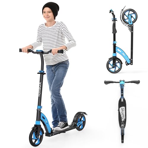 Scooter for Kids Ages 6+ Year Old TONBUX Kids Scooter for Girls Boys Teens Easy Folding Scooters with 200mm Big Wheels & Fully Height Adjustable & Dual Suspension & Carry Strap Load up to 100Kg