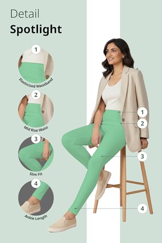 Image of Women's Cotton Lycra Ankle Length Leggings | Regular Rise, Soft 4 Way Stretch Fabric | Casual & Ethnic Wear