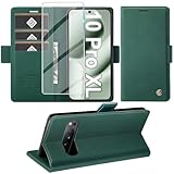 Giyer Handyhülle für Google Pixel 10 Pro XL Hülle mit Schutzfolie, Schutzhülle PU Premium Leder Wallet Klapphülle Standfunktion Kartenfach Lederhülle Pixel 10 Pro XL Flip Hülle (Grün)