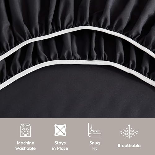 Image of Nestl Extra Deep Full Sheet Set - 6 Piece Breathable & Cooling Sheets - Hotel Luxury Bedding Set w /18-24 Inch Deep Pockets - Easy & Secure Fit - Super Soft, Wrinkle Free & Comfy - Black