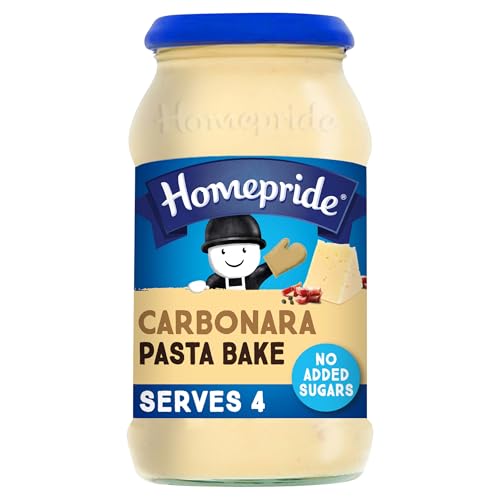 Homepride Carbonara Pasta Bake Sauce, No Added Sugars, 485 g Jar (Pack of 1)