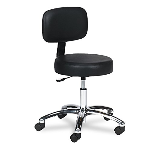 Safco Products 3430BL Lab Stool with Back, Pneumatic Lift, Black