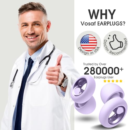 Image of Noise Cancelling Ear Plugs for Sleeping, Reusable Silicone Ear Plugs for Noise Reduction, Soft Hearing Protection with 8 Ear Tips for Concerts, Work, Swimming, and Travel(Grape)