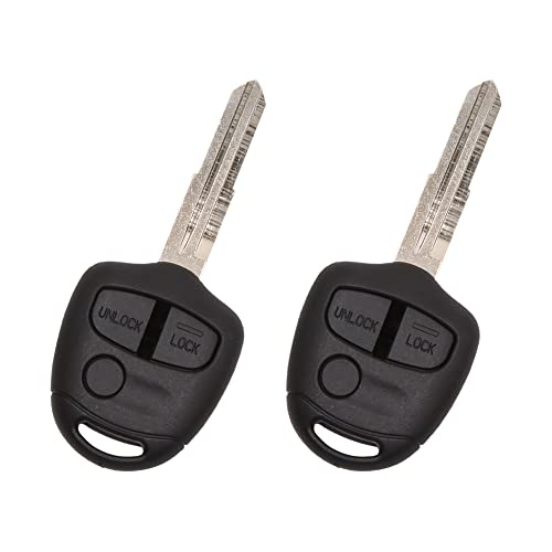 2-Pack Blank Key Shell Fob For Mitsubishi Eclipse/Lancer/Outlander – 4-Button, Left Groove, Black