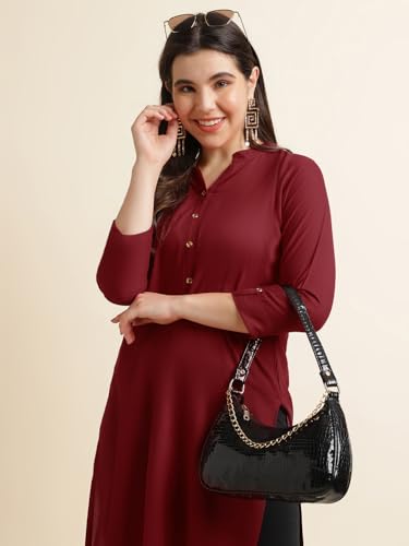 Image of Fabclub Women's Rayon Solid Plain Straight Kurti