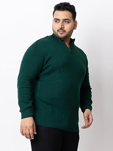 Image of Kvetoo Plus Size Men High Neck Zipper Full Sleeve Woolen Winter Sweater