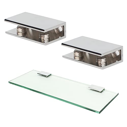 KAFENDA Glass Shelf Brackets - 8 Pack No-Drill Clamps For 1/4 Inch Glass
