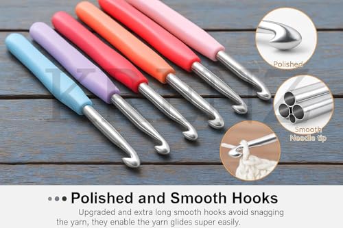Image of KRENZ Crochet Kit for Beginners Adults, Crochet Kits Include Yarn, 59pcs Crochet Starter Kit for Beginners Kids,Ergonomic Crochet Hooks 2.0-6.0 mm, Lace Steel Needles 0.6-1.9 mm (Pink Pouch)