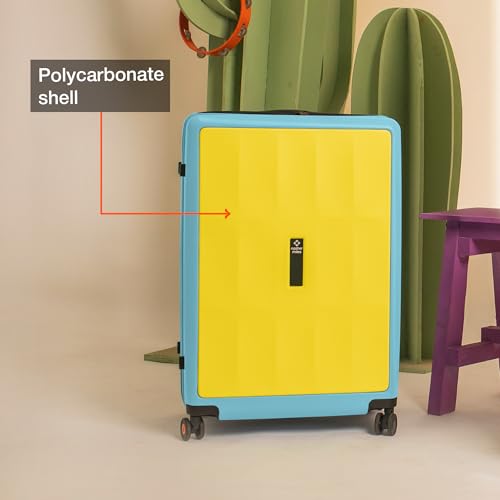 Image of Nasher Miles Zanzibar TSA Lock Hard-Sided Polycarbonate 8 Wheels Double Spinner Check-in Luggage Yellow Blue 28 inch |75cm Trolley Bag| Suitcase,Large