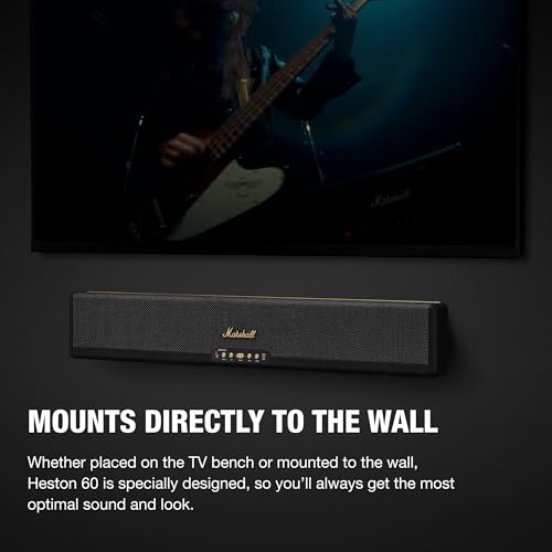 Image of Marshall Heston 60 Soundbar - 5.1 Channel | Dolby Atmos Immersive Sound for TV, Movies, and Music | Bluetooth, WiFi, HDMI, 3.5 mm Aux Inputs - Black