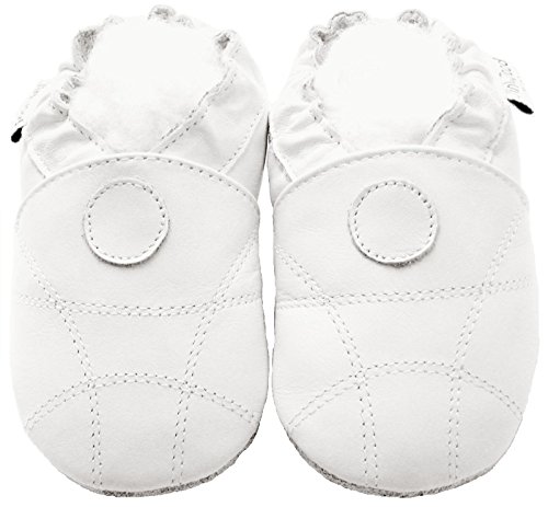 Leather Baby Soft Sole Shoes Boy Girl Infant Children Kid Toddler Crib First Walk Gift Soccer White (0-6month, White)