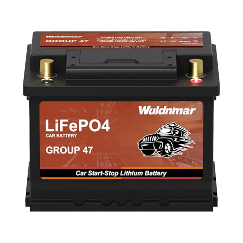 12V BCI Group 47 LiFePO4 Lithium Car Battery 600CCA Lightweight Automotive Start-Stop Battery Size H5