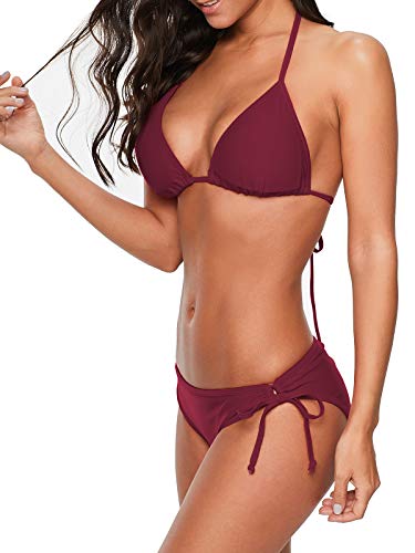 Image of Century Star Women Cute String Triangle Bikini Sets - Swimsuits Two-Piece Tie Side Adjustable Ties Halter Bathing Suit