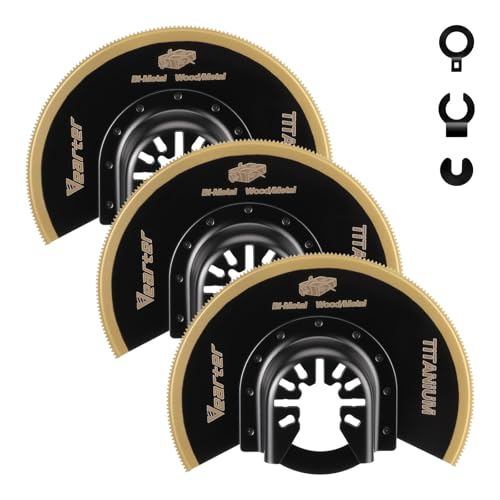 Vearter hojas de sierra oscilantes de titanio, cuchillas multiherramienta bimetálicas semicirculares 3-1/2 pulgadas, kits de liberación rápida