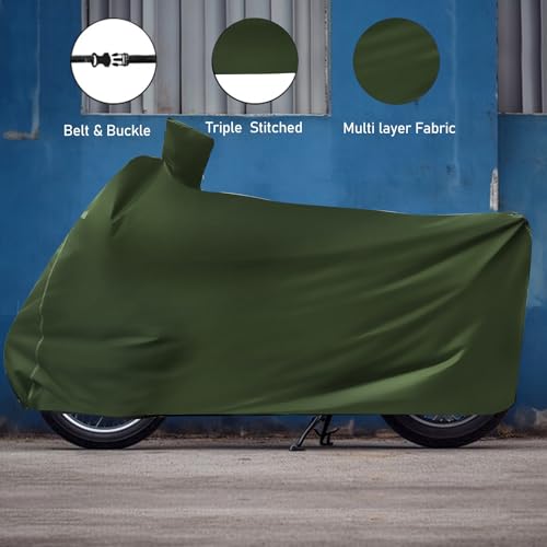 Image of Auto Hub Waterproof Bike Cover Compatible with TVS Apache RTR 160 Dustproof, UV Protection Two Wheeler Bike Apache 160 Cover - Green