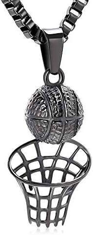 Basketball Hoop Cremation Jewelry for Ashes Stainless Steel Pendant Locket Keepsake Memorial Urn Necklace for Women Men