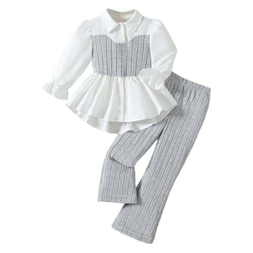 Ensemble pour filles avec haut asymétrique en tricot et pantalon évasé chic