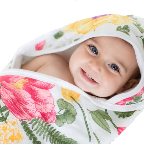 KloudBambu Hooded Baby Towel, Super Soft to Sensitive Skin, Ultra Absorbent, for Newborn, Infant, Toddler Girls and Boys, Floral Print…