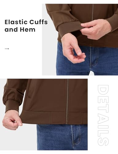Image of TBMPOY Mens Lightweight Jackets Light Windbreaker Full Zip Casual Work Jacket Golf Business Fall Track Coat with Pockets