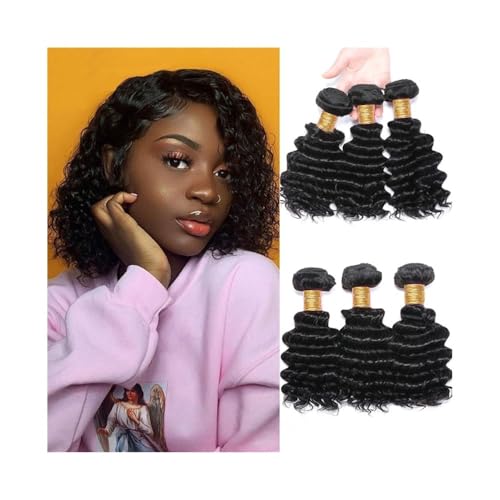 Extensiones de cabello Extensiones de cabello humano brasileño Remy con ondas profundas de 10 a 18 pulgadas Paquetes de cabello humano(12 12 12)