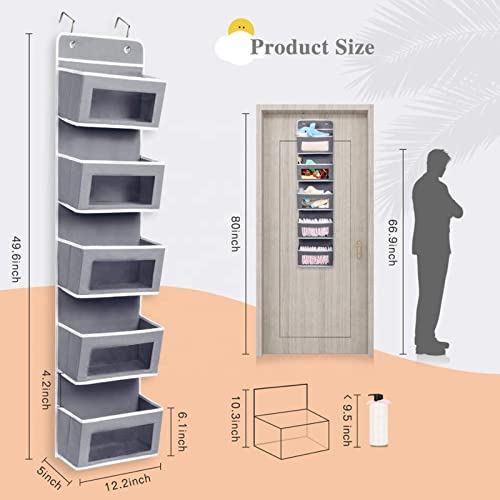 Yuwao Organizador de 5 prateleiras sobre a porta pendurado na parede saco de armazenamento com janel