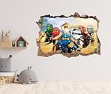 Ninja Series Wall Decal - Ninja Wall Art Mural - 3D Smashed Wall Effect - Wall Decal for Home Nursery Decoration (Wide 20'x14' Height Inches)