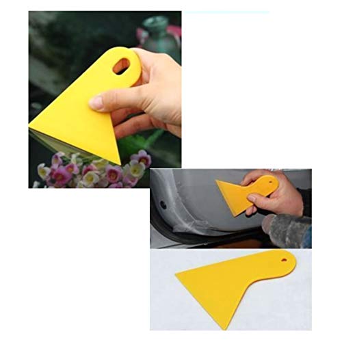 Image of 6 Pieces Plastic Spatula Plastic Scraper Tool Car Vinyl Wrap Squeegee Window Film Squeegee Vinyl Film Wrap Cleaning Scraper Sticker Installation Tool Air Bubble Remover, Yellow