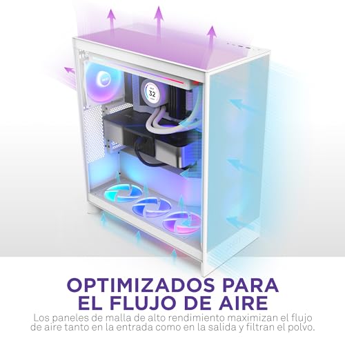Miniatura 4 de NZXT H7 Flow, 2024 Semitorre ATX Flujo de Aire, Admite 3 Ventiladores Inferiores 120 mm para gráfica, con 3 Ventiladores Frontales 120 mm, Admite radiador Frontal 420 mm, Blanco