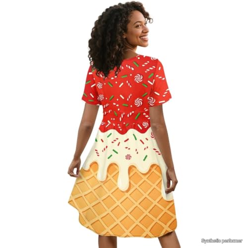 Image of Women's Summer Dresses Short Sleeve Formal Dresses with Pockets | Lightweight polyester fabric delivers cool airflow during hot summer outdoor activities