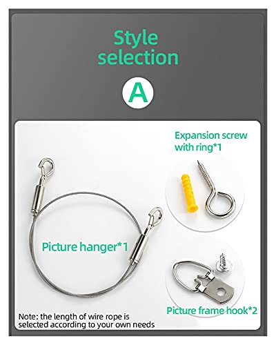 Image of Stainless Steel Automatic Wire Rope Clamp with Lock Hook -Hold Up to 10 Kg Adjustable Picture Hanging Wire 1m with Hooks for Hanging Device Picture Hanger of Accessories