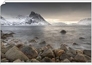 15 Breathtaking Christmas Landscape Paintings That Will Transport You to a Winter Wonderland! 414 Snow Covered Mountains Print, Senja Island, Norway - Poster Print A2 (59...