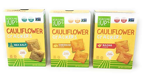 From the Ground Up Cauliflower Cracker Variety Bundle of Three Flavors: One Box Each of Sea Salt, Nacho and Cheddar (3 Boxes) - Thumbnail 2