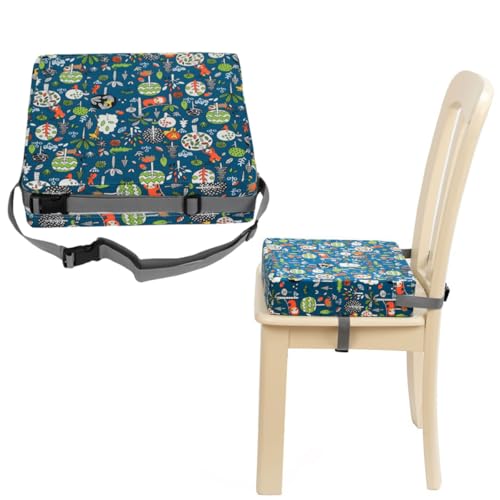 SILENRADAWN Cojín Elevador para Silla de Comedor Infantil Asiento Portátil Ligero y Resistente Color Verde Diseño de Animales Fácil Limpieza Adecuado para Bebés y Pequeños