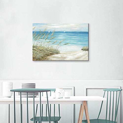 Tar Tar Studio Seascape Canvas Painting Wall Art: Oil Painting Style Beach Theme With Hand Painted Texture Canvas Art Wall Décor For Living Room (36" W X 24" H, Multiple Sizes) #TOP2
