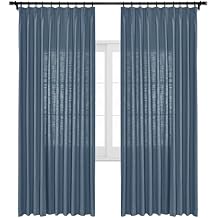 cololeaf Pinch Pleated Linen Curtain 84 Inches Long Extra Wide Drapes for Rod Thermal Insulated Light Filtering Curtain for Bedroom Living Room Sliding Door 120" W x 84" L Aegean Blue 1 Panel