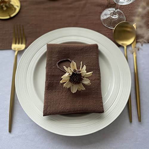 Ehldekol Thick Gauze Cloth Napkins 6 Pack 16X16 Inches 100% Natural Soft Cotton Weddings Decorative Parties Family Everyday Use Bulk Linen Dinner Napkins (Brown, 6 Pack) #TOP4